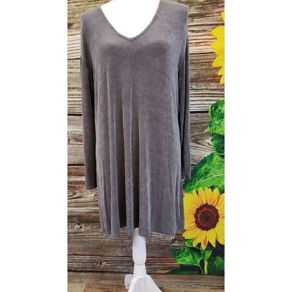 Vikki Vi maxi soild gray dress - Picture 1 of 6